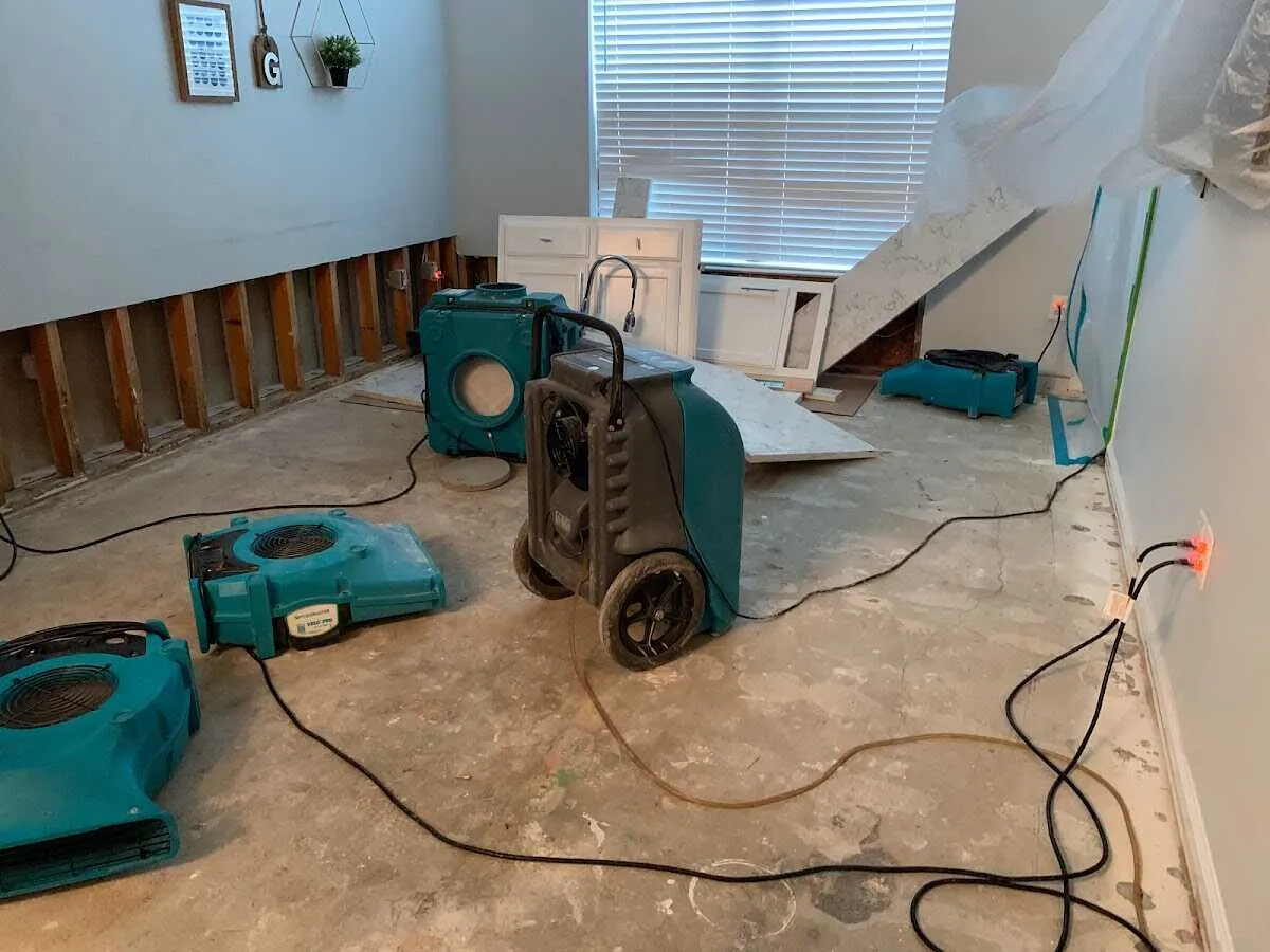 Dehumidifier in flood-cut room for Water Damage Restoration in Martins Ferry